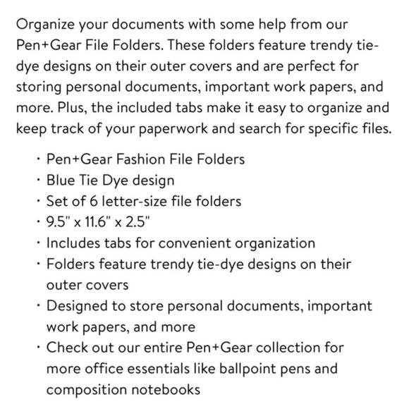 Pen+Gear Acrylic 3-Piece Organization Set & Tie Dye File Folders, 6 Count Bundle - Picture 15 of 15